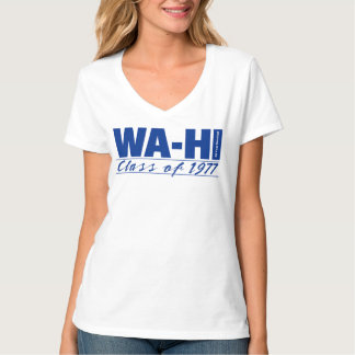 Camiseta feminina com decote em V da turma de 1977