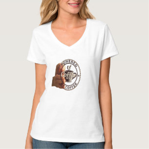Camiseta Feminina com Decote em V "Powered By Coff