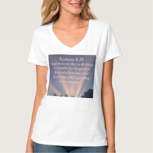 Camiseta Feminina com Decote em V Versículo Bíblic