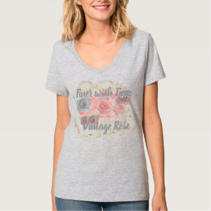 Camiseta feminina com design de rosa vintage
