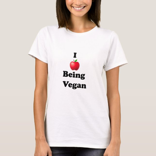 Camiseta feminina com design Eu Amo Ser Vegana (Frente)