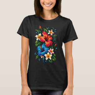 Camiseta feminina com design floral vintage colori