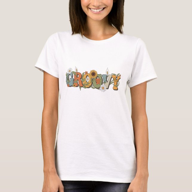 camiseta feminina com escrita groovy (Frente)