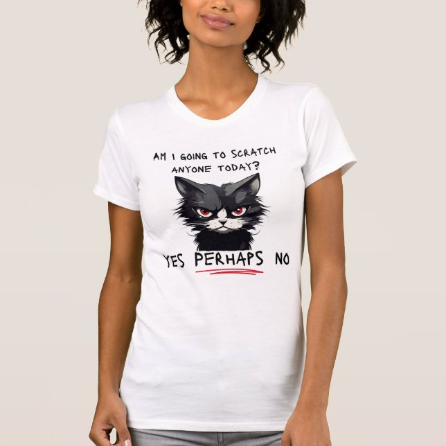 Camiseta feminina com gato preto (Frente)