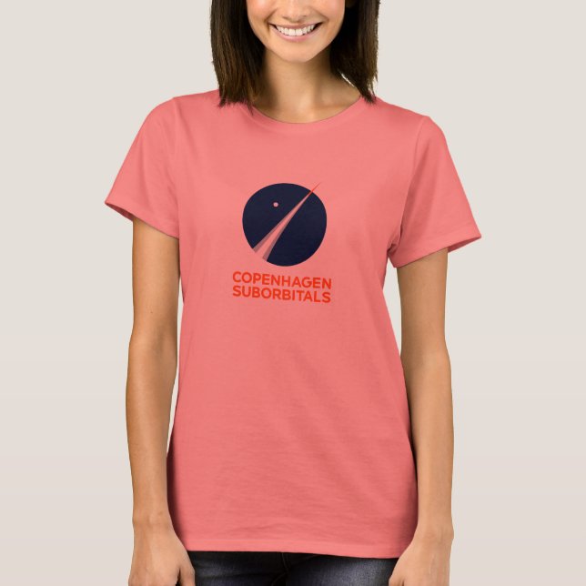 Camiseta feminina com logotipo de sub-órbita de Co (Frente)
