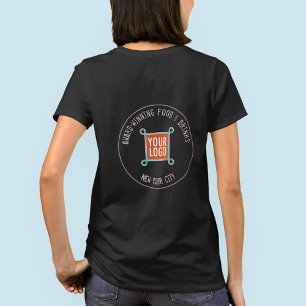 Camiseta feminina com logotipo personalizado na pa