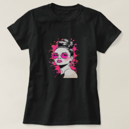 Camiseta feminina com rosto feminino bonito