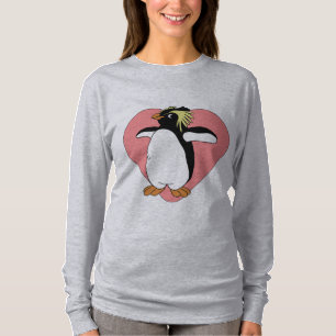 Camiseta Feminina Coração de Pinguim Fofo