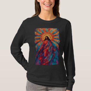 Camiseta Feminina Cristã Manga Longa Jesus Colorid