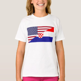 Camiseta Feminina da Bandeira Croata Americana
