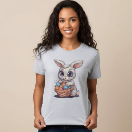 Camiseta Feminina da Cesta de Ovos do Coelho da Pá