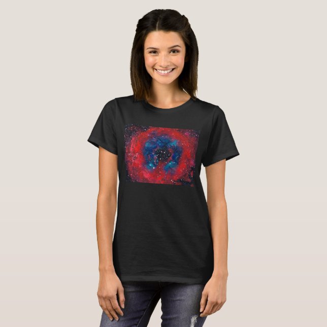 Camiseta feminina da Nebulosa Rosette (Frente Completa)