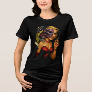 Camiseta Feminina de Arte de Quadrinhos de Terror 