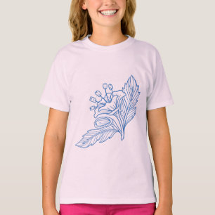 Camiseta Feminina de Arte Minimalista de Flores Az