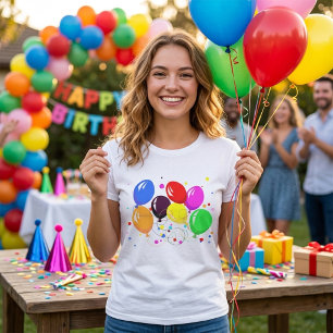 Camiseta Feminina de Balões de Festa