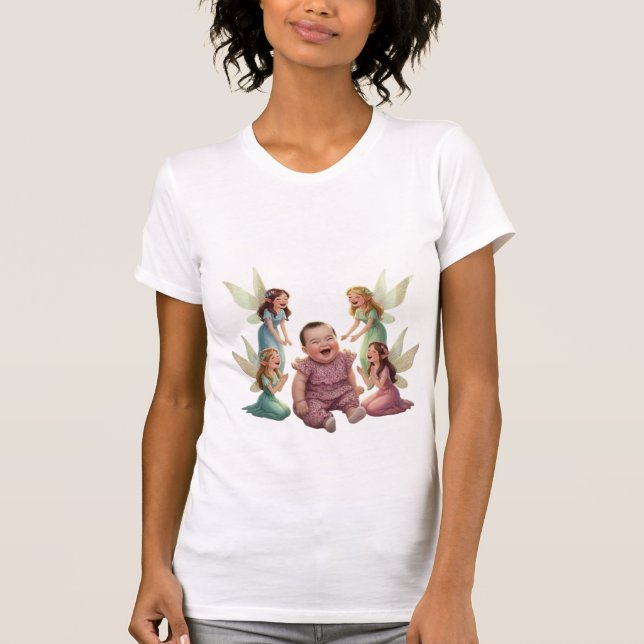 Camiseta Feminina de Bebê Anjo Fofo com Arte de Fa (Frente)