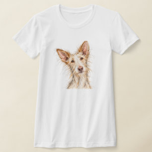 Camiseta Feminina de Cachorro Desenhado à Mão Pode