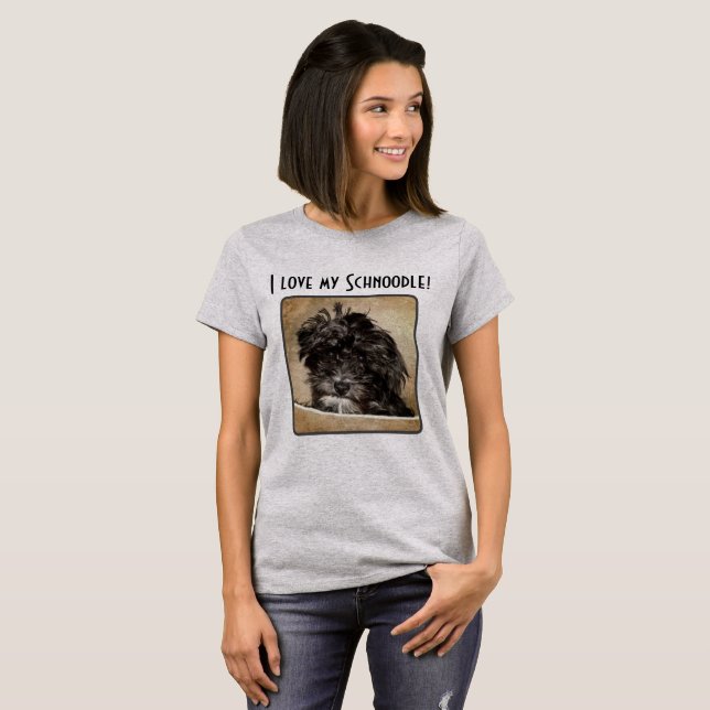 Camiseta Feminina de Cachorro Schnoodle (Frente Completa)