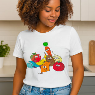 Camiseta Feminina de Comida de Desenho Animado com