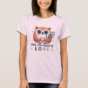 Camiseta Feminina de Coruja Fofa - AMOR