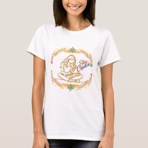 Camiseta Feminina de Design de Arte em Linha Doura