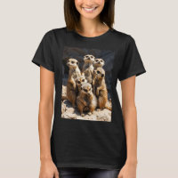 Camiseta Feminina de Família de Suricatos Fofos da