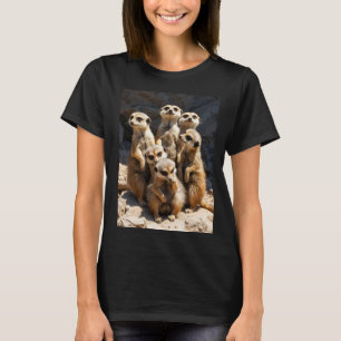Camiseta Feminina de Família de Suricatos Fofos da
