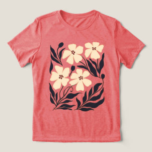 Camiseta Feminina de Flores Abstratas Golden Harmo