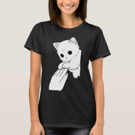 Camiseta Feminina de Gato Branco Fofo Brincando co