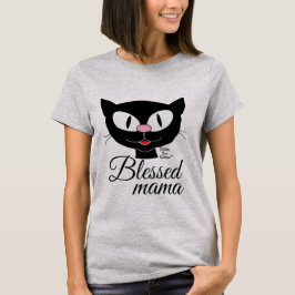 Camiseta Feminina de Gato de Desenho Animado Sorri