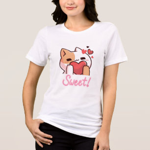 Camiseta Feminina de Gato Fofo – Gráfico Adorável