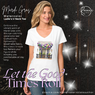 Camiseta Feminina de Gola V com Estampa de Aquarel