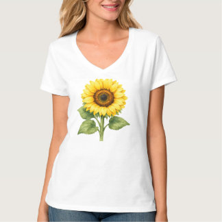 Camiseta Feminina de Gola V Girassol