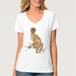 Camiseta Feminina de Gola V Macaco Propensão de Pr