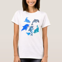 Camiseta Feminina de Golfinho de Desenho Animado F