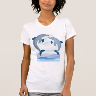 Camiseta Feminina de Golfinho Fofo em Aquarela L