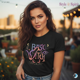 Camiseta Feminina de Halloween Básica de Bruxa Mod