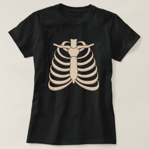 Camiseta Feminina de Halloween com Caixa Torácica