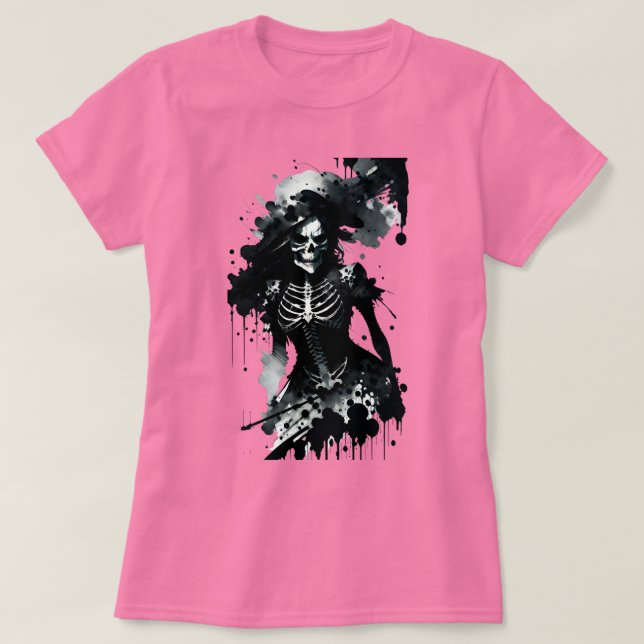 Camiseta Feminina de Halloween com Mancha de Tinta (Frente do Design)