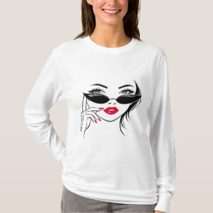Camiseta Feminina de Ilustração de Garota Glamour