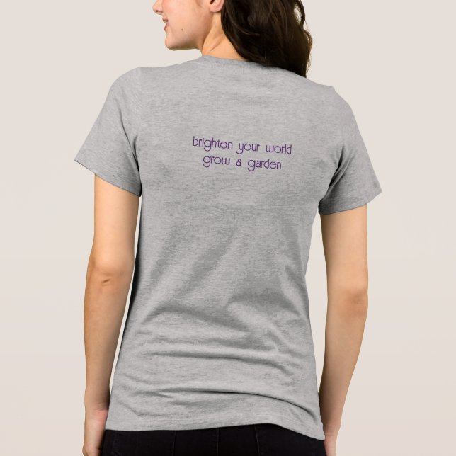 Camiseta Feminina de Íris Roxa e Branca (Verso)