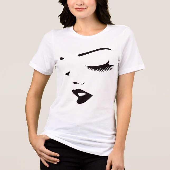 Camiseta Feminina de Linha Artística de Rosto Mini (Frente)