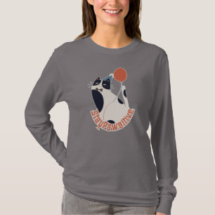 Camiseta Feminina de Manga Longa Gato Smoking Fiqu