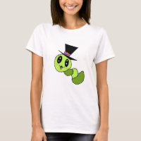Camiseta Feminina de Minhoca Fofa com Chapéu