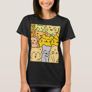 Camiseta Feminina de Multidão Fofa de Gato para Us