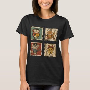 Camiseta Feminina de Natal com Colagem de Selos Re