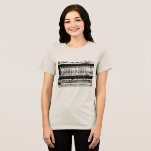 Camiseta feminina de notas musicais