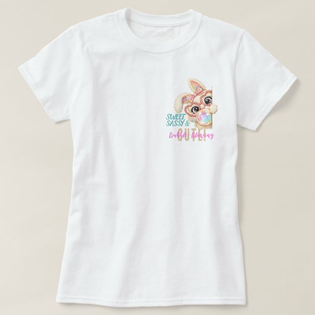 Camiseta Feminina de Páscoa Doce e Sassy (Frente do Design)