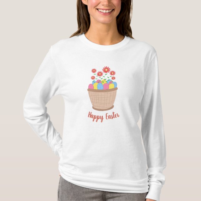Camiseta feminina de Páscoa (Happy Easter) (Frente)