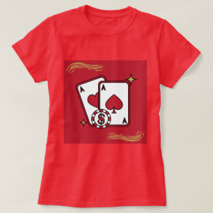Camiseta Feminina de Poker Aces Casino Sortudos